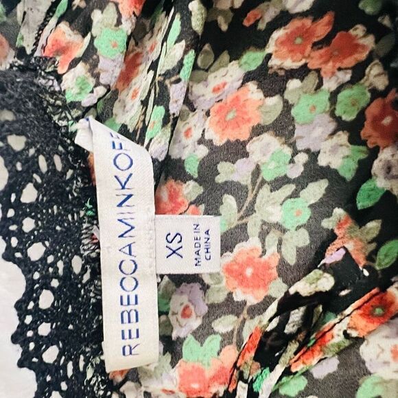 Rebecca Minkoff Womens Multicolor Floral V-Neck Cold-Shoulder Top Size XS - Picture 4 of 7